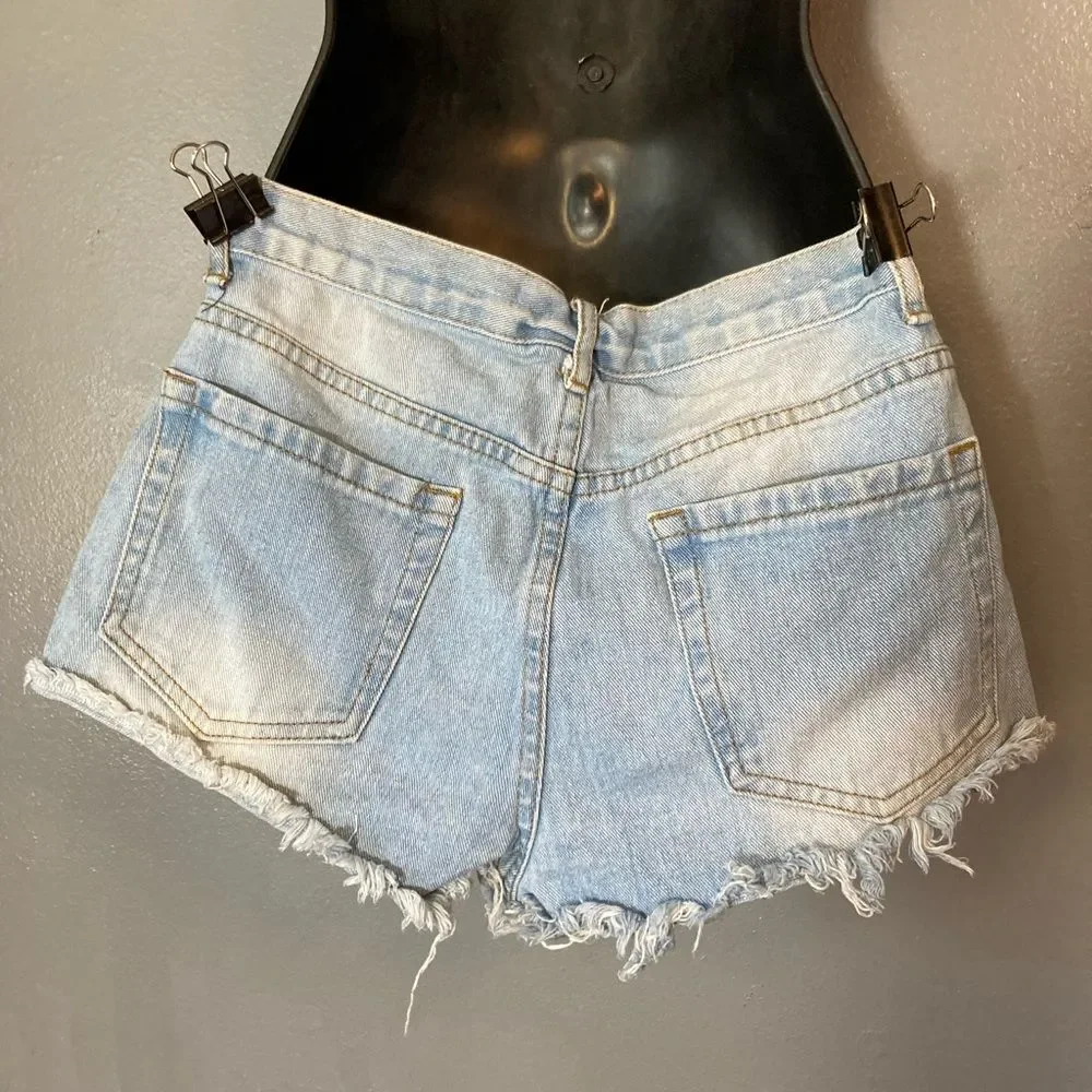 Forever 21 Distressed Light Blue Jean Shorts - Picture 3 of 5